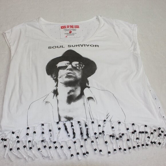 Rare House of the Gods Soul Survivor Keith Rolling Stones Beaded Fringe Shirt XS - Picture 4 of 7